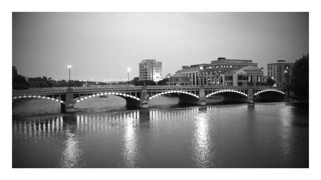 Grand Rapids Bridge at Dusk. Shot with a Samsung Galaxy S5.